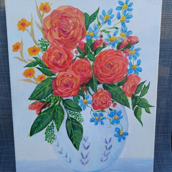 PRINT acid free quality Floral boquet in Blue & White vase. - Picture 5 of 7